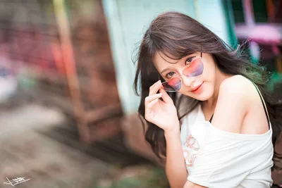 sunglasses, heart sunglasses, white shirt, shoulder, woman - free people & portraits wallpaper 5760×3840