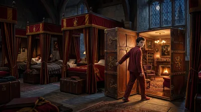 Young Man in Burgundy Suit Entering Magical Dormitory - free movies & tv wallpaper 5504×3072