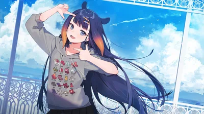 Anime Girl With Long Dark Hair Against Blue Sky - free anime wallpaper 3840×2160