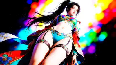 Colorful Anime Woman in Ornate Asian-Inspired Outfit - free anime wallpaper 3858×2160