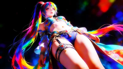 Colorful Anime Character With Rainbow Hair and Gold Armor - free anime wallpaper 3858×2160