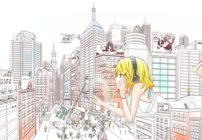 Anime Girl Overlooking Bustling City Street - free anime wallpaper 2270×1580
