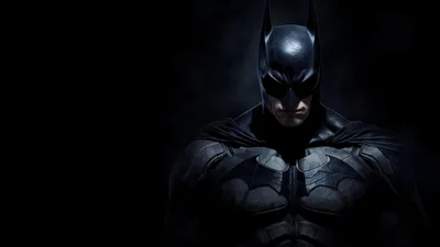 Batman in Dark Armor Against Black Background - free cartoons & comics wallpaper 5120×2880