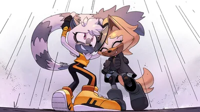 Two Anthropomorphic Characters in Rain - free anime wallpaper 1920×1080
