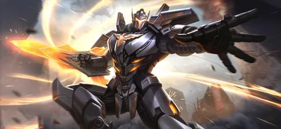 Armored Robot Warrior in Combat Action Pose - free anime wallpaper 2351×1080
