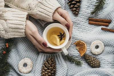 Cozy Winter Tea With Holiday Decorations - free food wallpaper 7432×4955