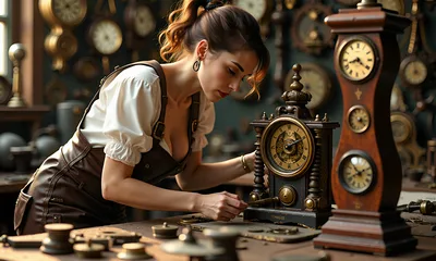 Clockmaker Woman working in Workshop - free people & portraits wallpaper 3840×2304