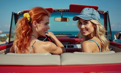 Smiling Friends on a Convertible Road Trip - free people & portraits wallpaper 3200×1920