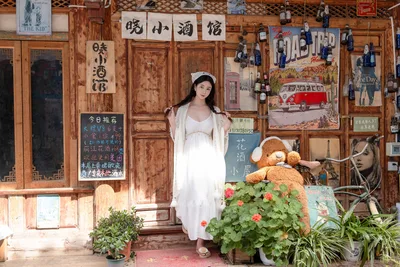 Woman in White Dress at Rustic Chinese Village Shop - free people & portraits wallpaper 6000×4000