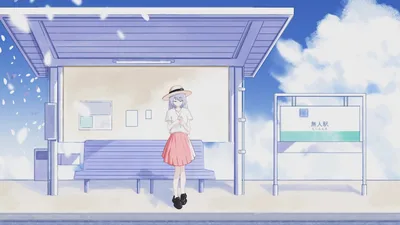 Anime Girl Waiting at Train Station Under Shelter - free anime wallpaper 3840×2160