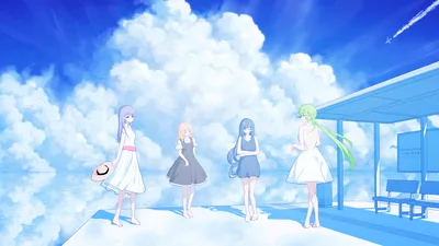 Four Anime Girls in Sky-High Modern Setting - free anime wallpaper 3840×2160