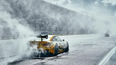 Yellow Racing Car Drifting With Smoke on Track - free cars & vehicles wallpaper 3840×2160