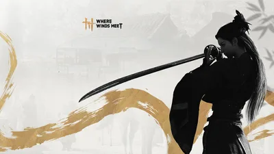 Warrior Woman With Sword and Gold Brushstrokes - free anime wallpaper 5120×2880