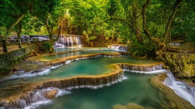 Emerald Waters Of Kuang Si Falls - free nature wallpaper 6144×3455