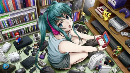 Miku's Gaming Paradise - free anime wallpaper 1920×1080
