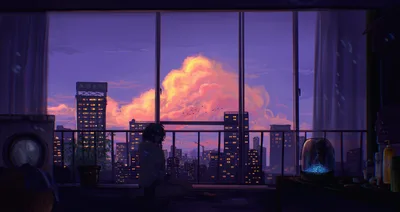 Twilight City View From High Rise Window - free art & design wallpaper 3920×2080