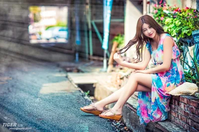 Young Woman in Colorful Dress Sitting in Urban Alley - free people & portraits wallpaper 5760×3840