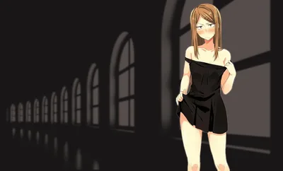 Anime Woman in Black Dress in Gothic Corridor - free wallpaper 1980×1200