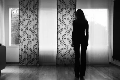 Silhouetted Figure Standing Before Patterned Curtains - free people & portraits wallpaper 6000×4000
