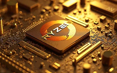 AMD Ryzen Processor on Golden Circuit Board - free technology wallpaper 3840×2400