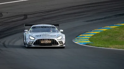 Mercedes-AMG GT3 Race Car On Track Curve - free cars & vehicles wallpaper 4990×2807