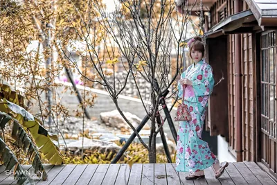 Woman in Turquoise Floral Kimono on Wooden Deck - free people & portraits wallpaper 5760×3840