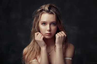 Portrait of Young Woman with Long Hair Against Dark Background - free people & portraits wallpaper 5120×3413