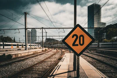 Railway Station with Speed Limit 20 Sign - free city & urban wallpaper 7955×5303