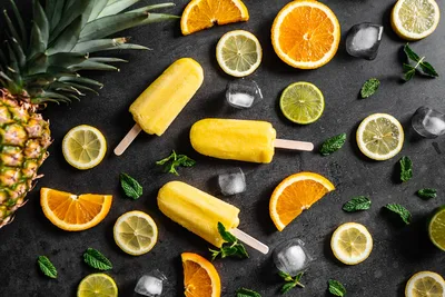 Citrus Popsicles with Fresh Fruits and Mint - free food wallpaper 6000×4000