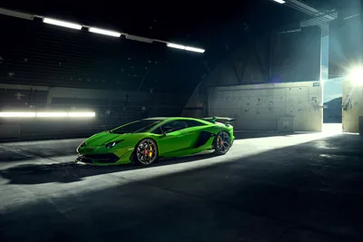 Lime Green Lamborghini Aventador in Modern Garage - free cars & vehicles wallpaper 7952×5304