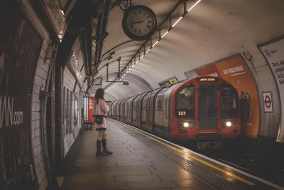 London Underground Station with Arriving Red Train - free people & portraits wallpaper 8688×5792