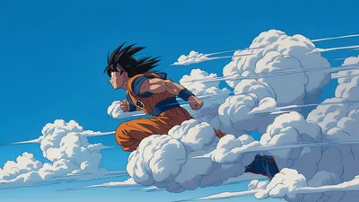 Anime Character Flying Through Clouds in Sky - free cartoons & comics wallpaper 5120×2880