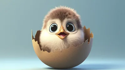 Adorable Chick Hatching From Eggshell - free art & design wallpaper 5824×3264