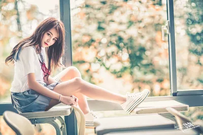 Young Woman Sitting by Window with Flowering Vines - free people & portraits wallpaper 5760×3840