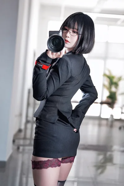 Professional Woman with Camera in Modern Office - free people & portraits wallpaper 2666×4000