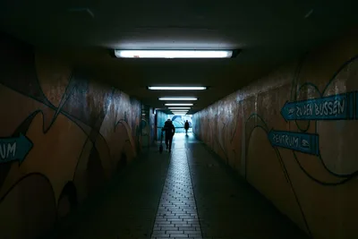 Underground Tunnel With Fluorescent Lights and Graffiti - free city & urban wallpaper 2400×1600