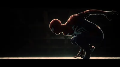 Spider-Man in Crouching Pose Against Dark Background - free movies & tv wallpaper 1920×1080