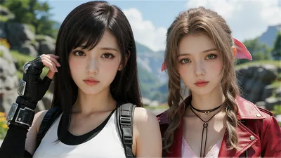 Two Anime-Style Female Characters in Mountain Landscape - free gaming wallpaper 3840×2160