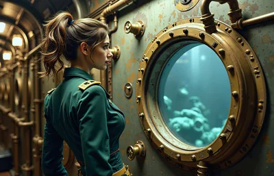 Submarine Steampunk Woman - free art & design wallpaper 3572×2304