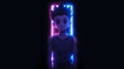 Gon's Neon Ascension - Hunter x Hunter 5K - free dark wallpaper 5120×2880