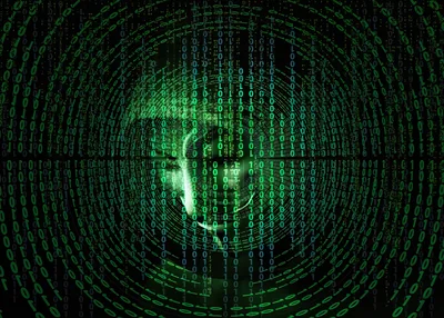 Digital Shadow: Hooded Hacker in the Matrix - free technology wallpaper 3840×2743
