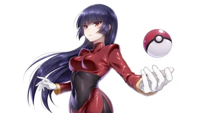 Anime Girl in Red Suit with Pokéball - free gaming wallpaper 2098×1180