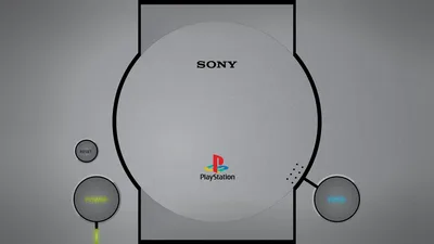 Sony PlayStation Console Front Panel Design Illustration - free art & design wallpaper 1920×1080