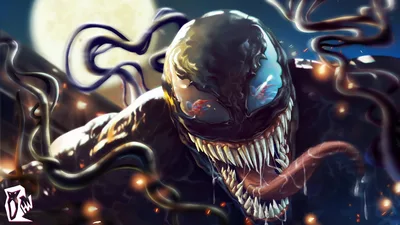 Venom Character Digital Art with Tentacles and Moon - free movies & tv wallpaper 1920×1080