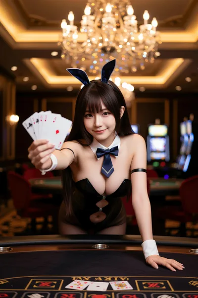 Woman in Bunny Costume at Casino Card Table - free people & portraits wallpaper 4800×7200