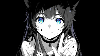 Mystical Cat Girl With Glowing Eyes - free dark wallpaper 5120×2880