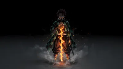 Tanjiro's Hinokami Kagura - Flame of Destiny - free dark wallpaper 5120×2880