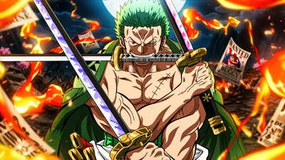 Roronoa Zoro Three Sword Master 5K Illustration - free anime wallpaper 5120×2880