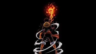 Luffy's Inferno Red Hawk Attack AMOLED - free dark wallpaper 5120×2880