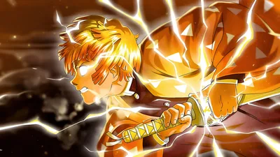 Zenitsu's Thunder Breathing Lightning Strike - free anime wallpaper 5120×2880
